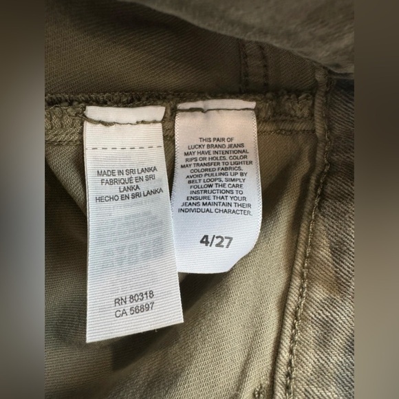 Lucky Brand Women’s Camo Utility Jeans Size 4/27 Straight Leg Army Green Cargo - Picture 4 of 5